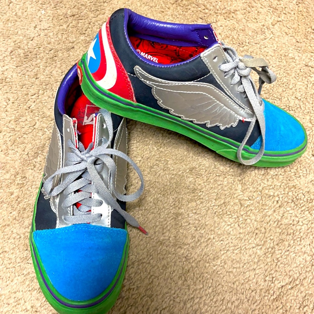 Vans X Marvel Old Skool Shoes Marvel Avengers Womens 8 Mens 6.5 Captain America